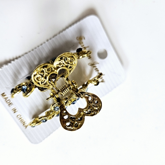 NWT Blue Gems & Gold Enamel Peacock Medium Hair Clip! - Picture 10 of 14